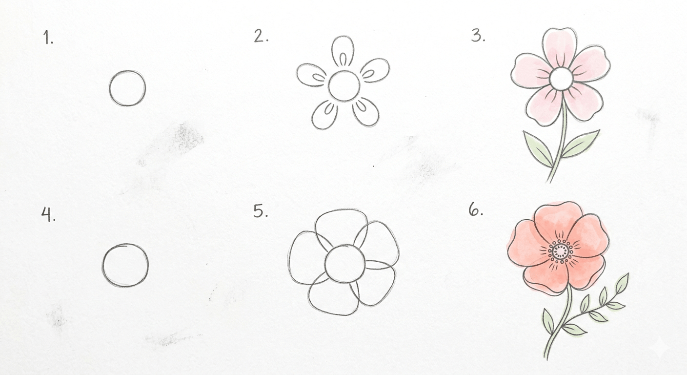 Zeichnen Ideen leicht Blumen zeichnen 2026