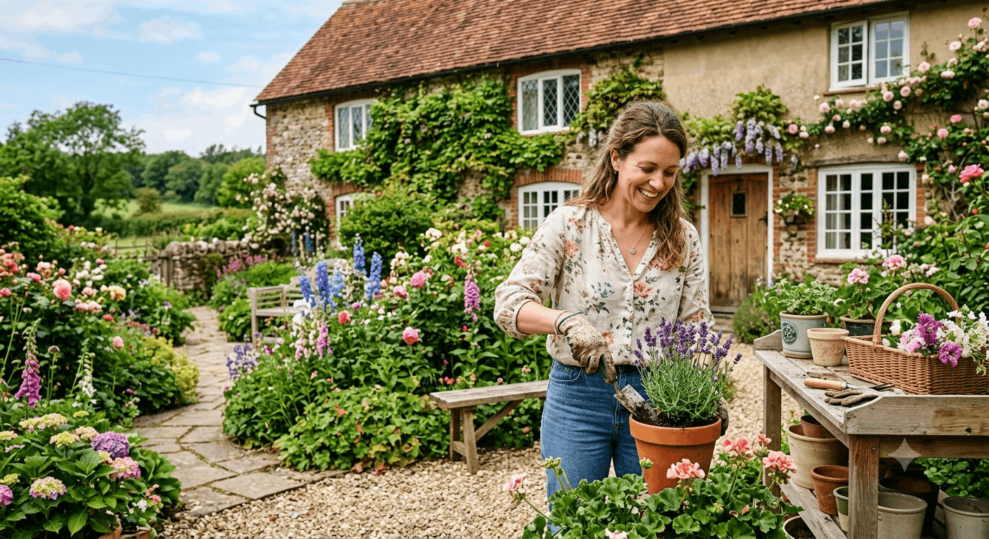 Glückliche Frau Gestaltung von Haus und Garten – worauf sollte man achten